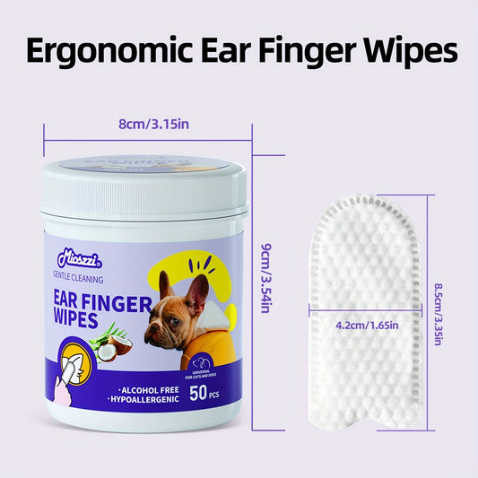 50pcs Mioszi Pet Ear Cleaning Wipes for Dogs and Cats