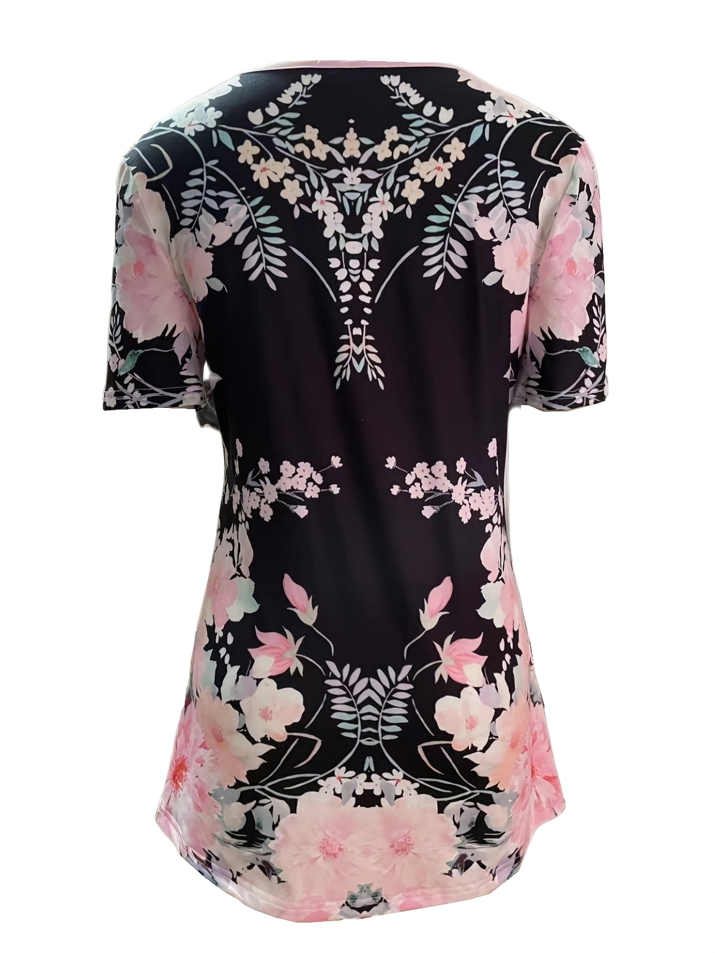Floral T-Shirt Summer Floral Print Women's V-Neck Top