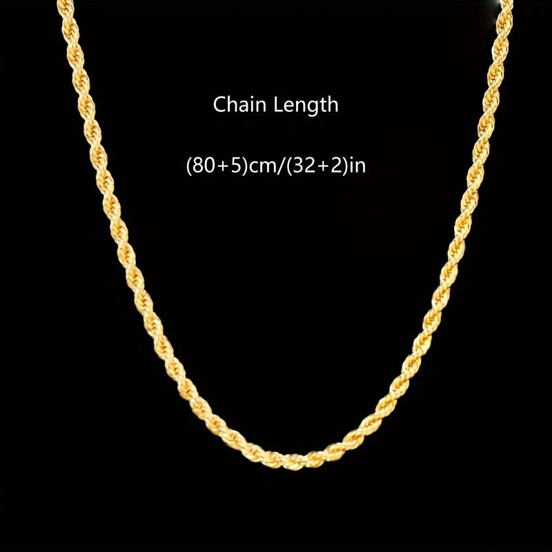 Elegant 18K Gold-Plated 925 Sterling Silver Braided Rope Chain Necklace in Gift Box