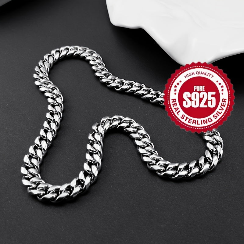 Stylish 925 Silver Cuban Link Necklace Hypoallergenic Silver