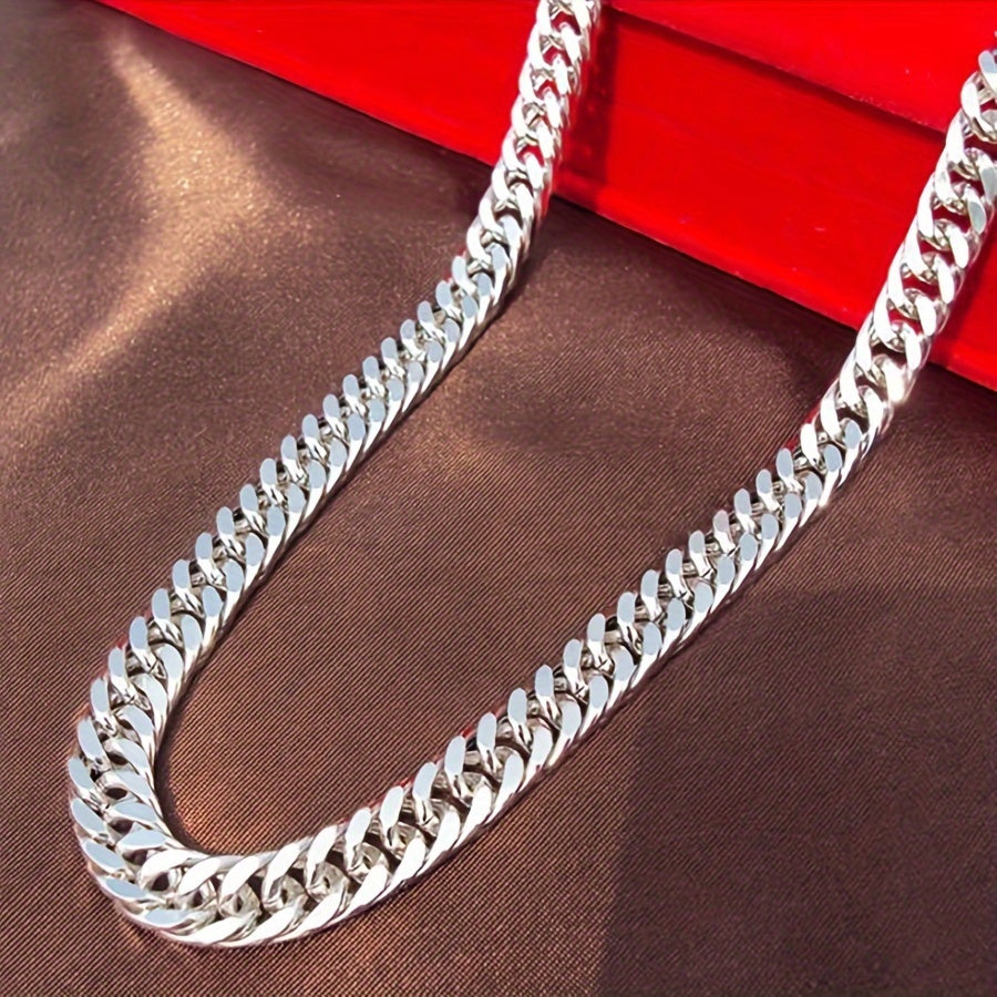 60cm Long Thick White Gold Plated Mens Necklace Heavy Chain