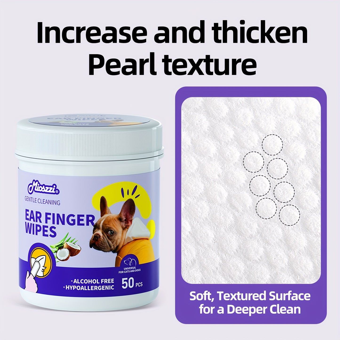 50pcs Mioszi Pet Ear Cleaning Wipes for Dogs and Cats