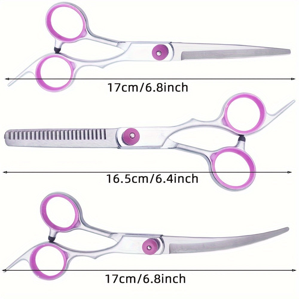 5 in 1 Professional Dog Grooming Scissors Set with Curved Shears and Comb Stainless Steel Right Handed Pet Haircut Kit for Dogs and Cats