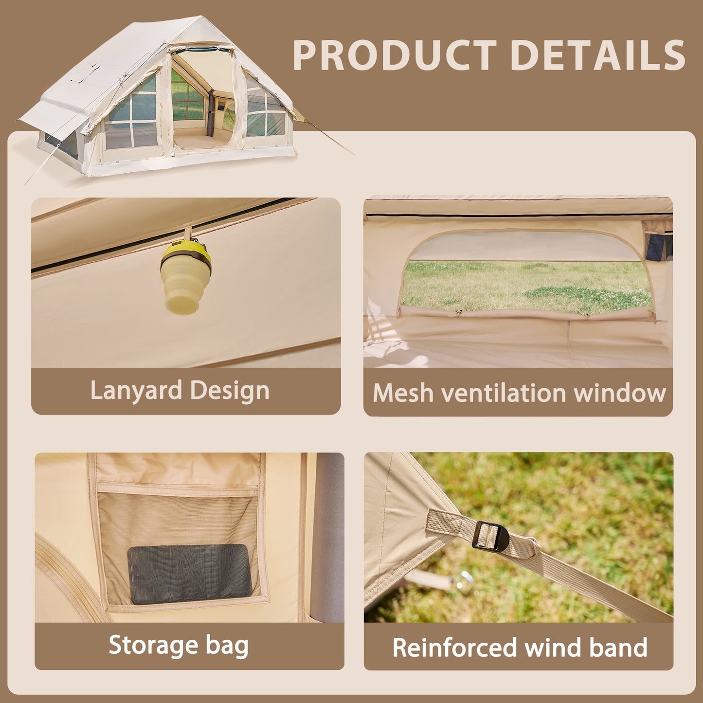 DOCRED Inflatable Camping Tent Pump 6 Person Waterproof