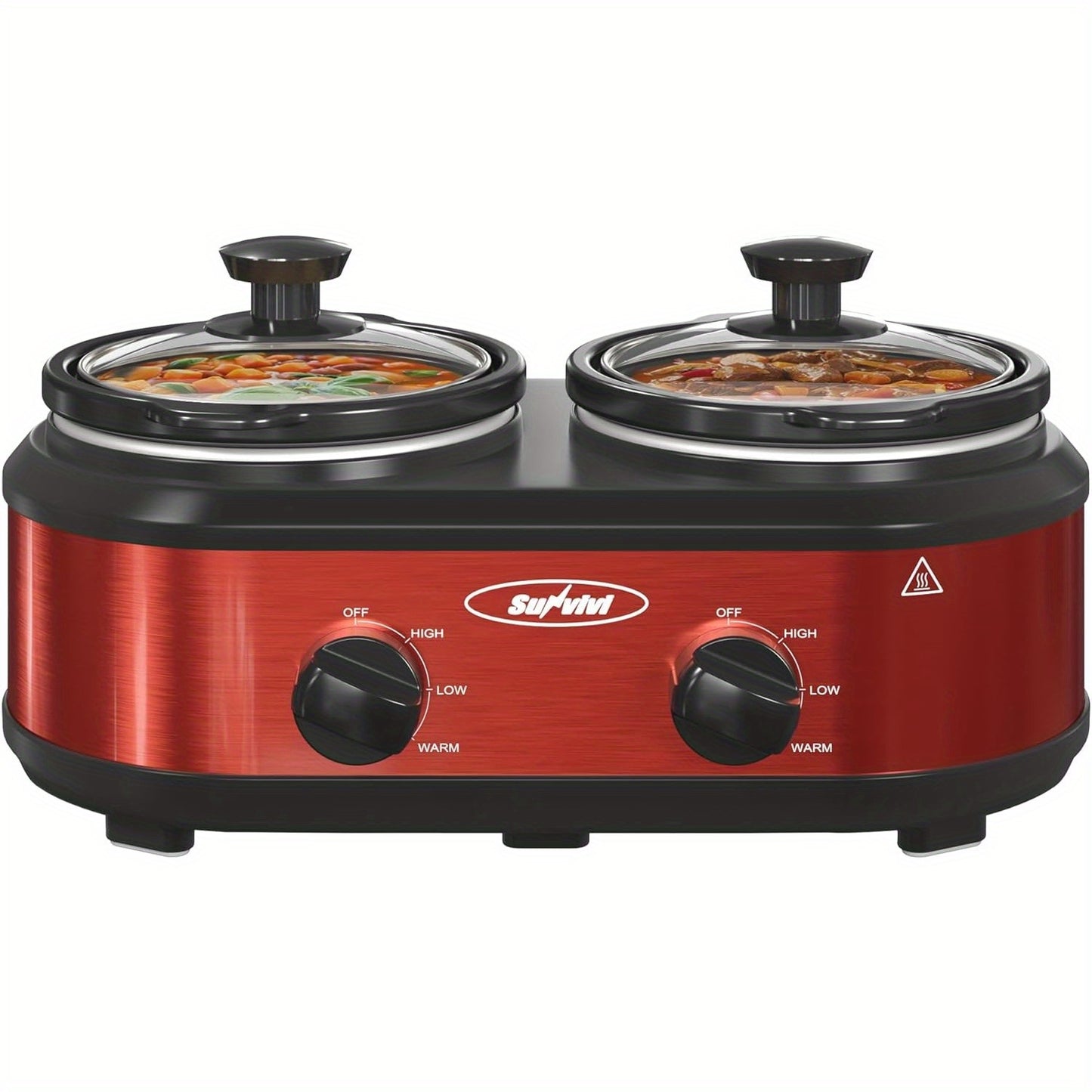 Dual Pot Oval Manual Slow Cooker With Adjustable Temp