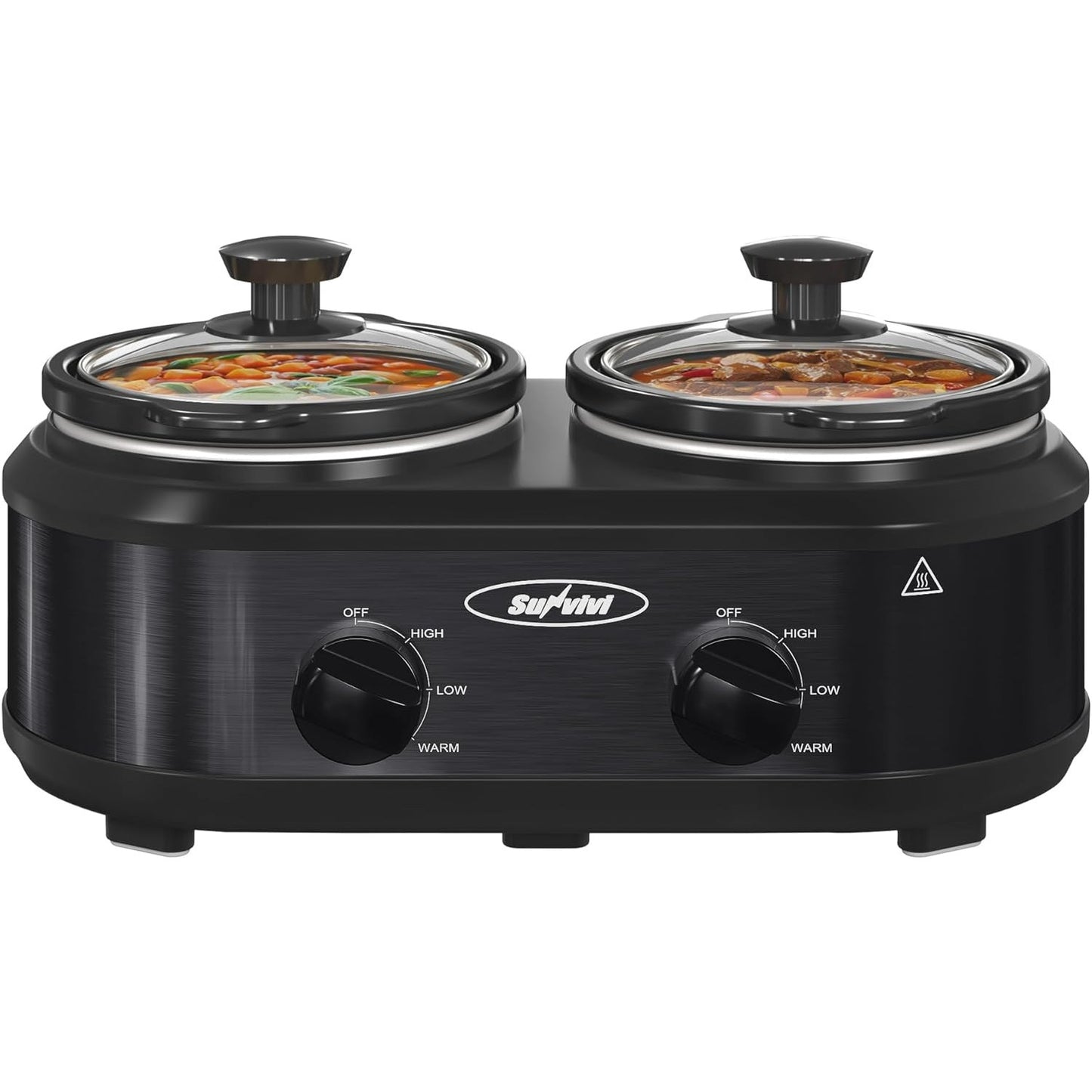 Dual Pot Oval Manual Slow Cooker With Adjustable Temp