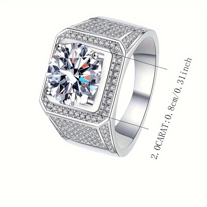 2 Carat Moissanite Domineering Full Diamond Ring S925 Silver