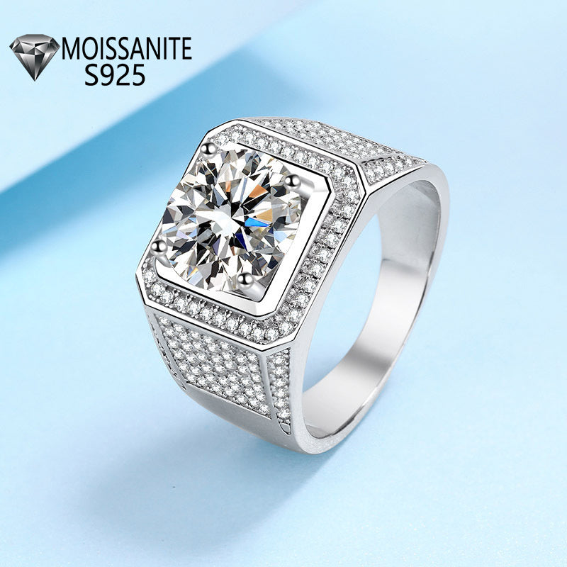 2 Carat Moissanite Domineering Full Diamond Ring S925 Silver