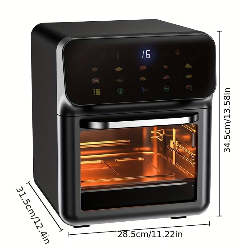 10L Family Air Fryer Oven Stereoscopic Liner, 5D Hot Air 18 Menus, 3 Modes, 1350W, Temp Control, Timer BBQ, Multi-Food, Home & Party, Versatile For Making Fries, Chicken, Steak, Pizza