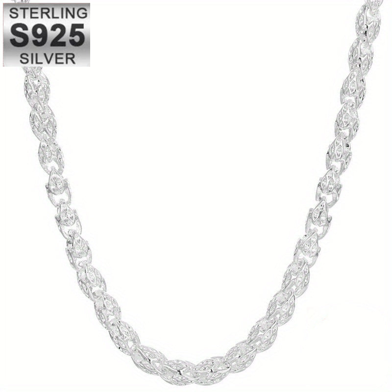 Hypoallergenic 925 Sterling Silvery Bamboo Chain Necklace - Nickel-Free Fashion Jewelry for Men & Women - Perfect Gift for Any Occasion