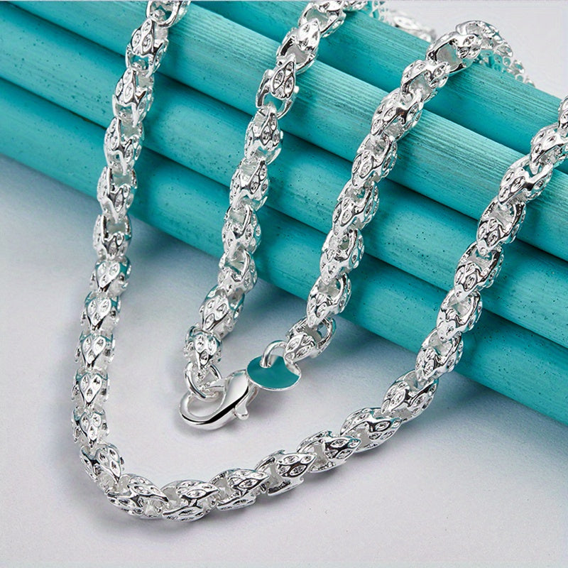 Hypoallergenic 925 Sterling Silvery Bamboo Chain Necklace - Nickel-Free Fashion Jewelry for Men & Women - Perfect Gift for Any Occasion