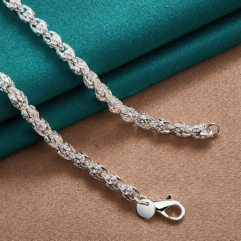 Hypoallergenic 925 Sterling Silvery Bamboo Chain Necklace - Nickel-Free Fashion Jewelry for Men & Women - Perfect Gift for Any Occasion