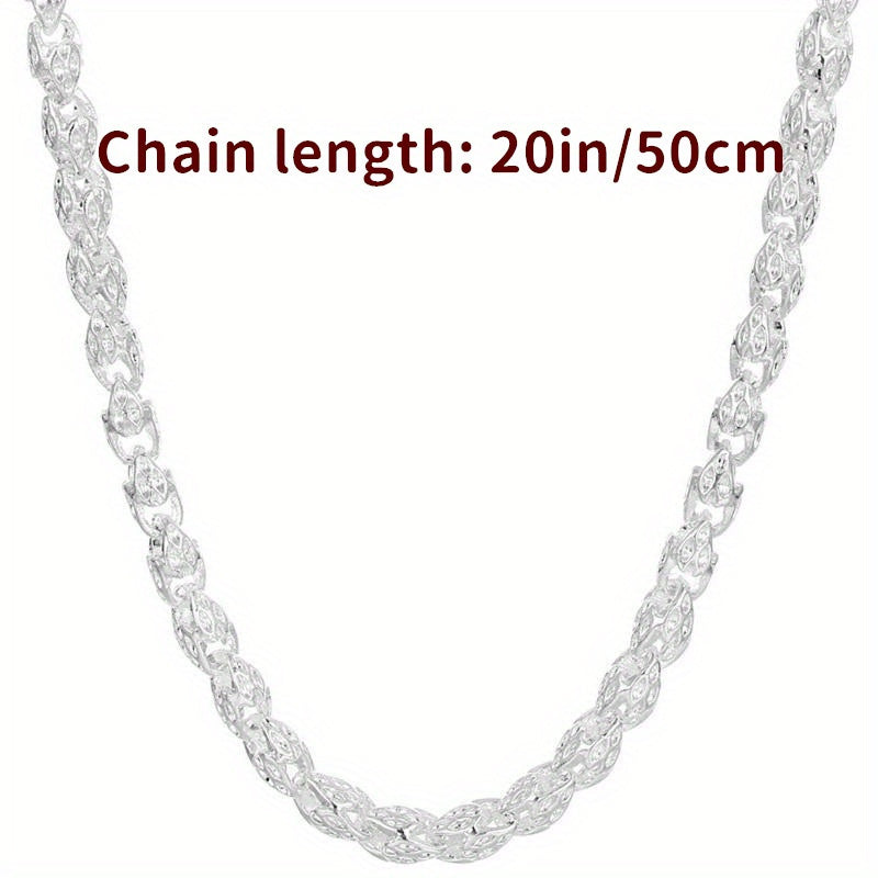 Hypoallergenic 925 Sterling Silvery Bamboo Chain Necklace - Nickel-Free Fashion Jewelry for Men & Women - Perfect Gift for Any Occasion