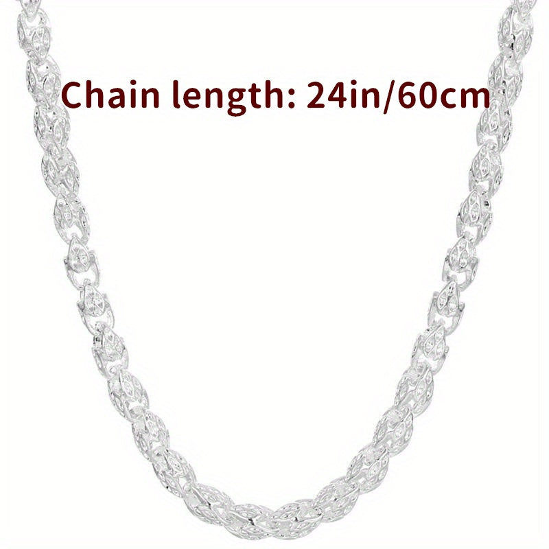 Hypoallergenic 925 Sterling Silvery Bamboo Chain Necklace - Nickel-Free Fashion Jewelry for Men & Women - Perfect Gift for Any Occasion