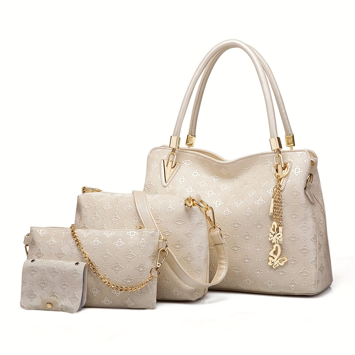 Pahajim Women's Fashion Handbags Set 4pcs Faux Leather Purses