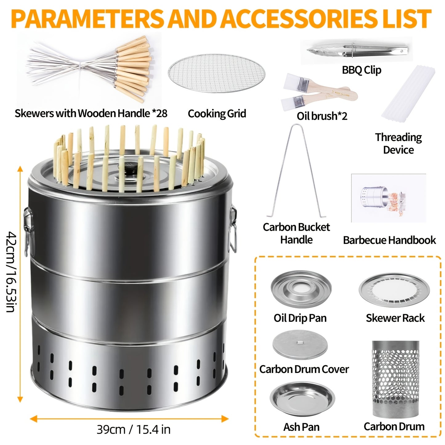 Portable Carbon Steel Wood Stove With Seven Chimney Pipes