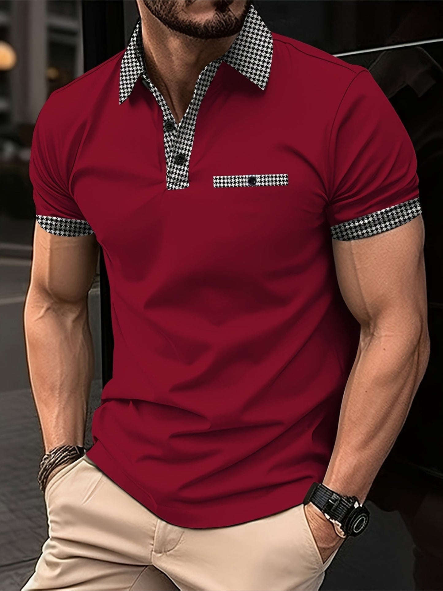 Stylish and Comfortable Men's Plus Size Plaid Polo Shirt