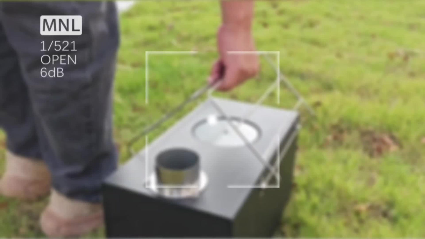 Portable Carbon Steel Wood Stove With Seven Chimney Pipes