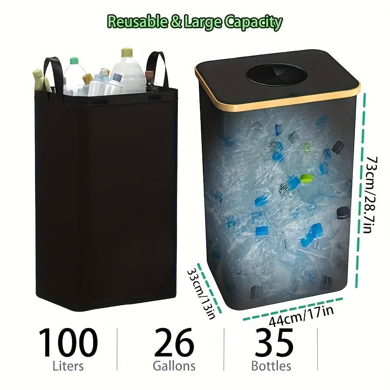 Extra Large 36.98 Gallon Kitchen Recycling Bin with 2 Reusable Bags