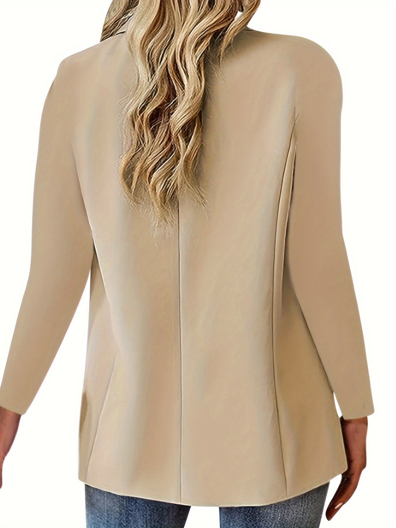 Womens Long Sleeve Button Blazer Open Front Solid Color Office Coat