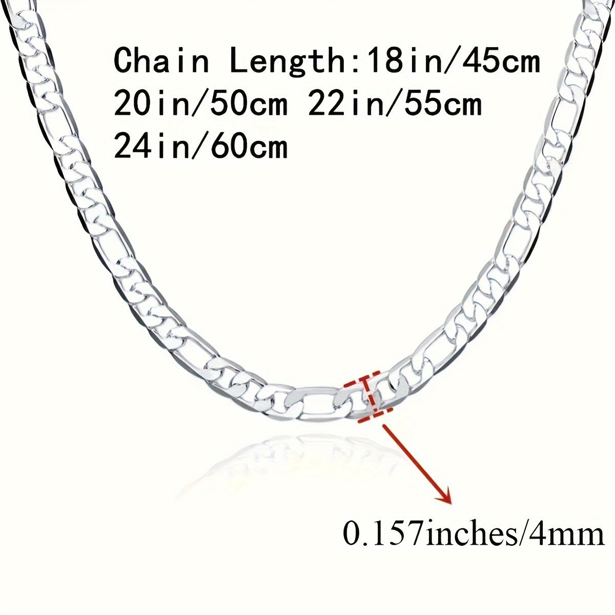 925 Pure Silvery Figaro Chain Necklace - Nickel and Lead Free, Suitable for Daily Wear and Special Occasions