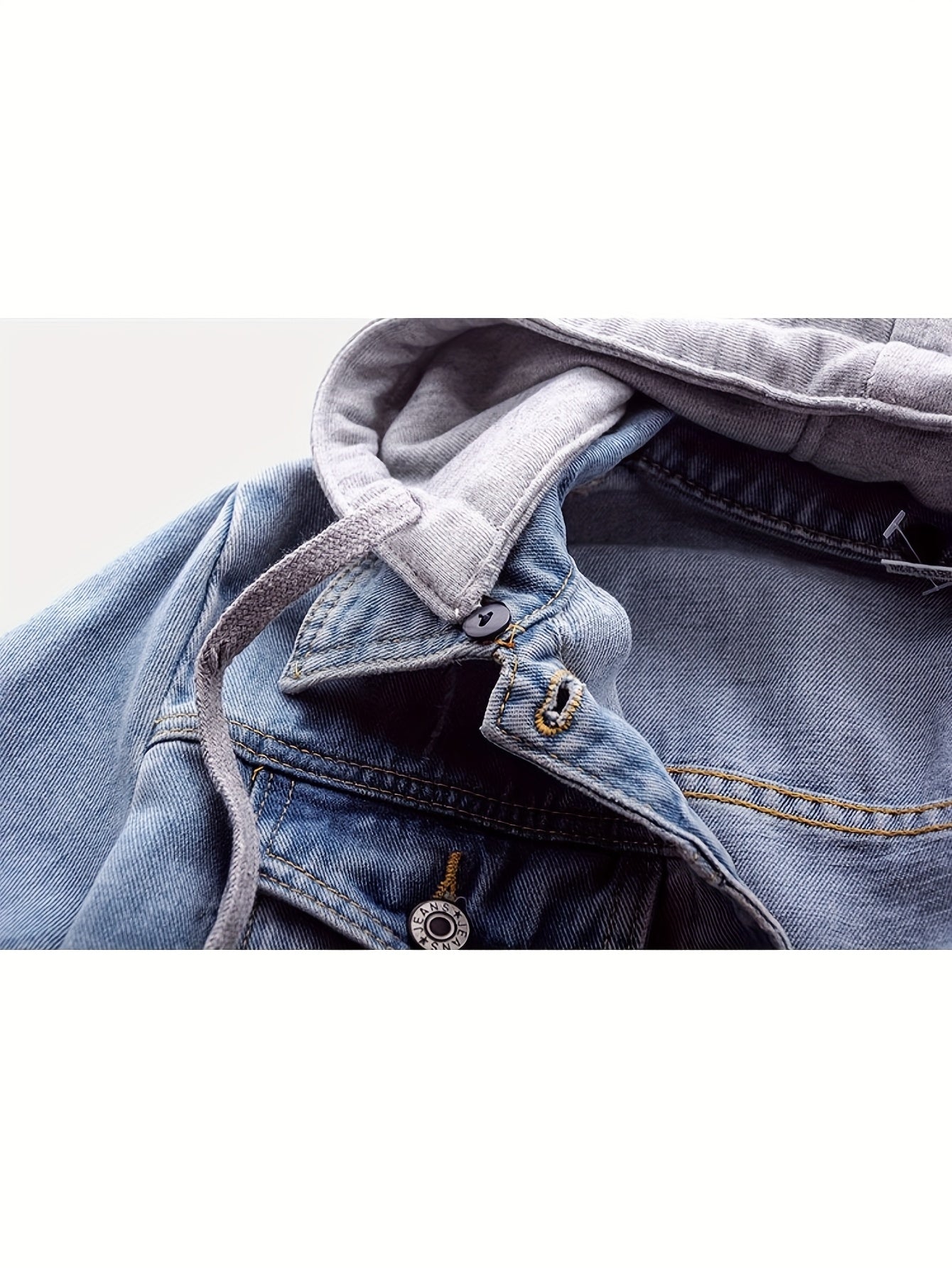 Womens Casual Denim Hooded Jacket Short With Removable Hood