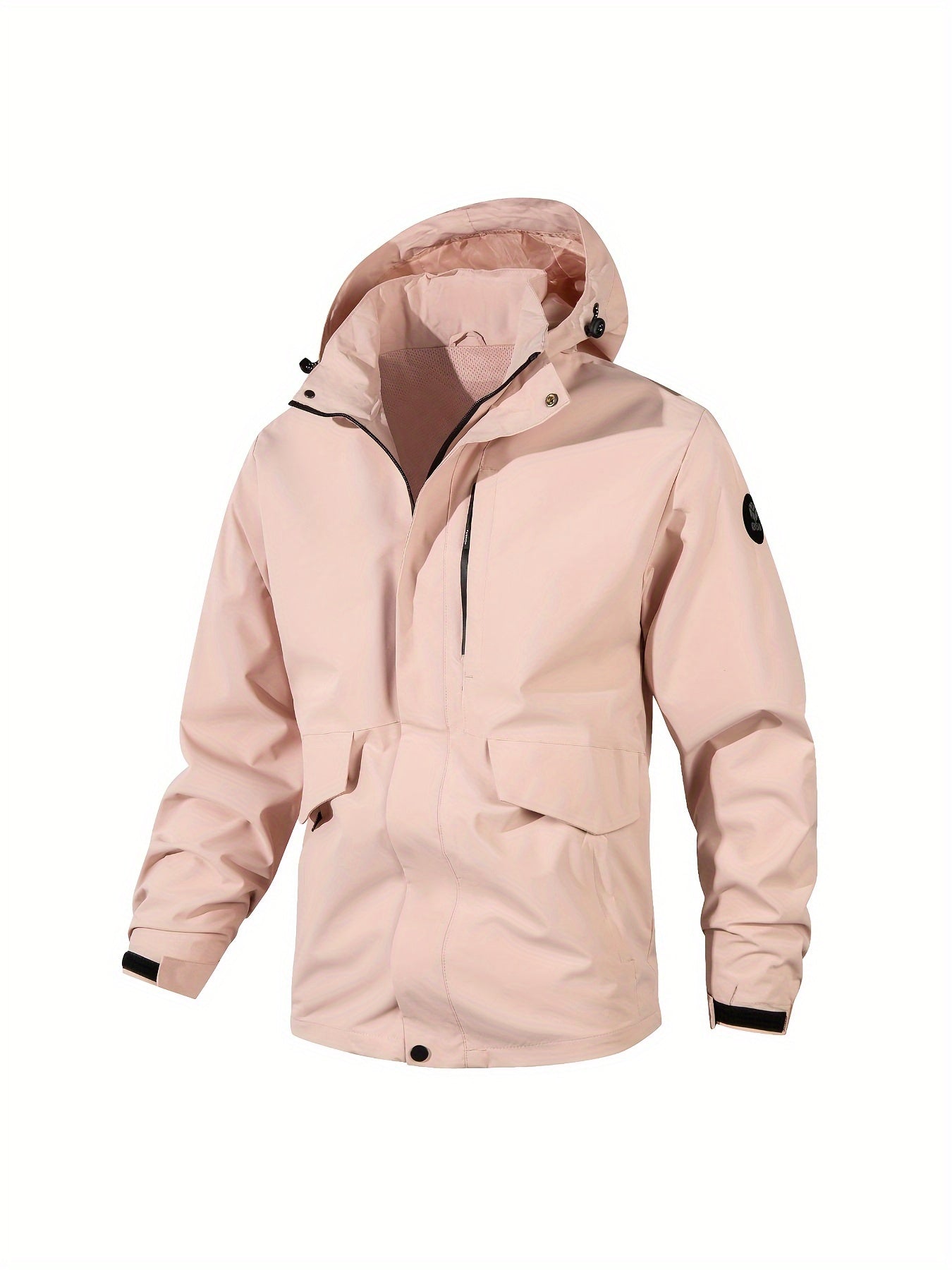 Women's Plus Size Windproof Hooded Jacket with Multiple Pockets Zippered Compartments and Adjustable Hood Machine Washable for Hiking Camping and Spring Fall Adventures