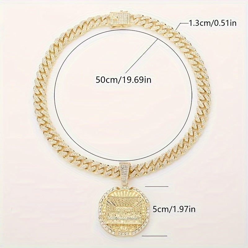 Last Supper Disc Pendant Necklace, Hip Hop Cuban Chain, Fashion Trend Personality, Fashion Party Choice, Gift Box