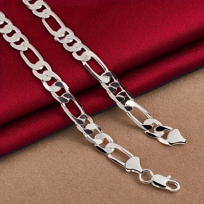925 Pure Silvery Figaro Chain Necklace - Nickel and Lead Free, Suitable for Daily Wear and Special Occasions