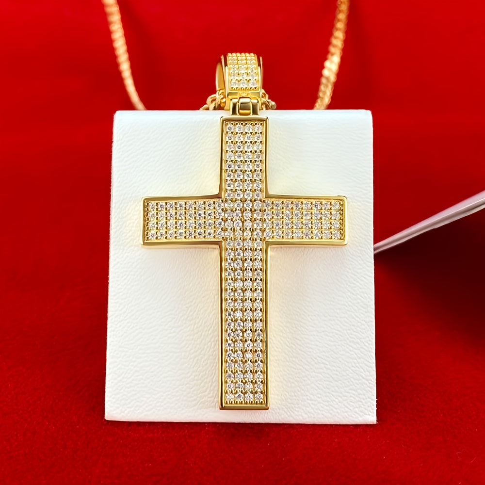 925 Silvery Moissanite Necklace Cross Design Gift Box