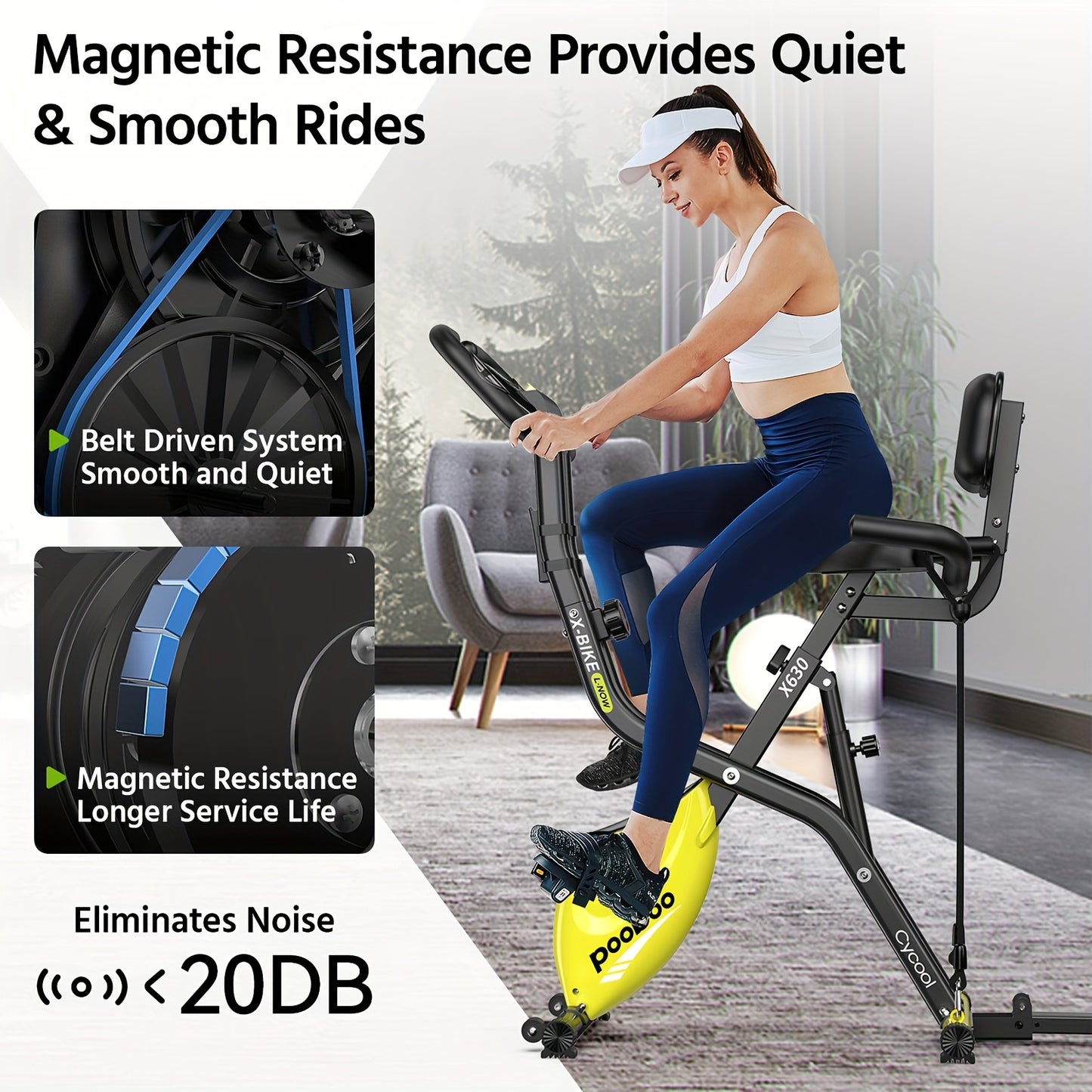 Foldable Indoor Exercise Bike with Twister Disk and Arm Resistance Bands