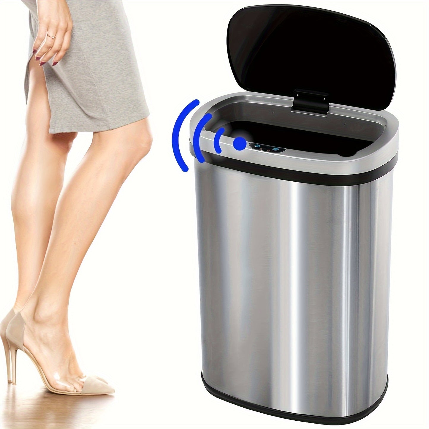 Automatic Garbage Can Touchless Motion Sensor Stainless Steel Trash Can with Lid Anti-Fingerprint
