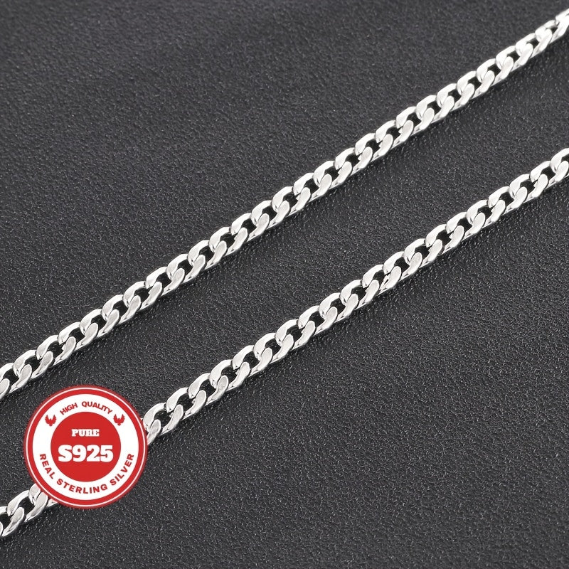 925 Silver, Cuban Necklace, Men's and Women's Necklace, Fashion Trend, Italian Craftsmanship, Suitable for Boyfriend, Girlfriend, Birthday Gift, Valentine's Day Gift, Various Festivals, Suitable for Casual Attire, 0.7oz