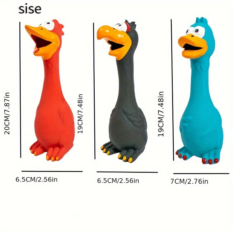 3Pcs Squeaky Chicken Dog Toys Durable Rubber Duck Chew Toys With Screaming Sound Bite Resistant Teeth Grinding Interactive Pet Play For All Breeds
