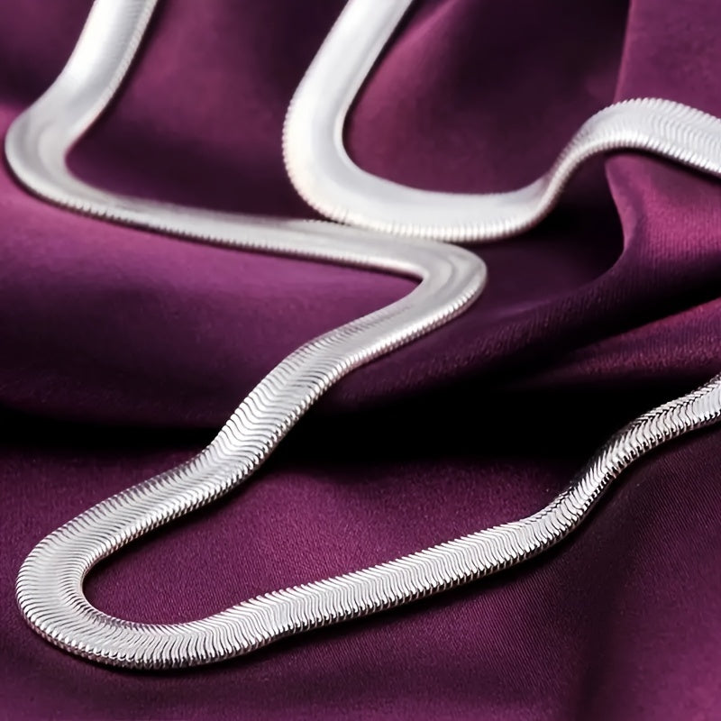 925 Sterling Silver Flat Snake Chain Necklace Unisex Gift