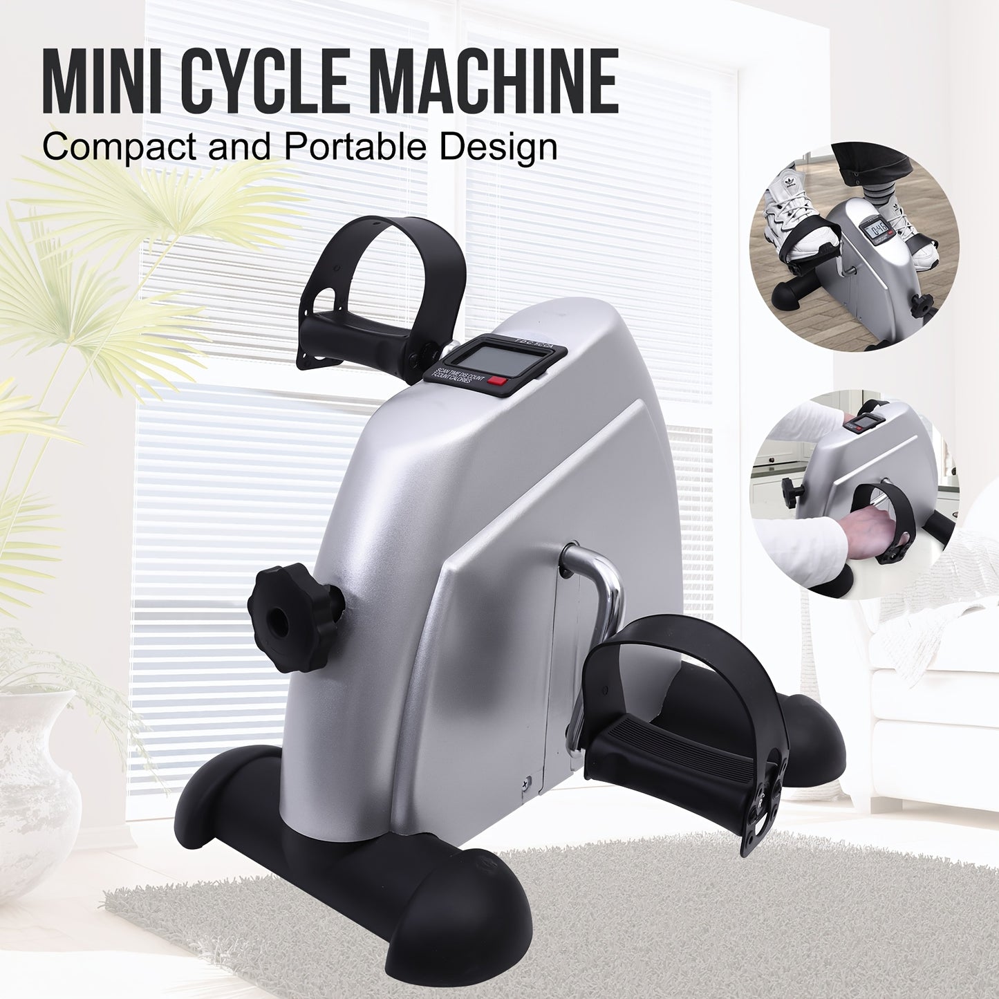 Portable Mini Bike with LCD Display - Under Desk Pedal Exerciser
