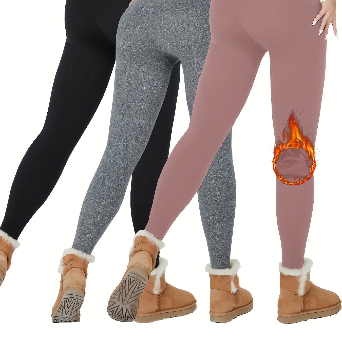 3 Pack Super Soft Plush Lined Thermal Leggings for Women, Workout Yoga Running Warm Pants