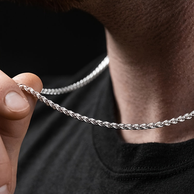 Waitsoul 925 Sterling Silvery Rope Chain Lobster Clasp 2mm 3mm Silvery Chain Men's Women's Silvery Necklace Chain 16-30 Inch Lantern Chain