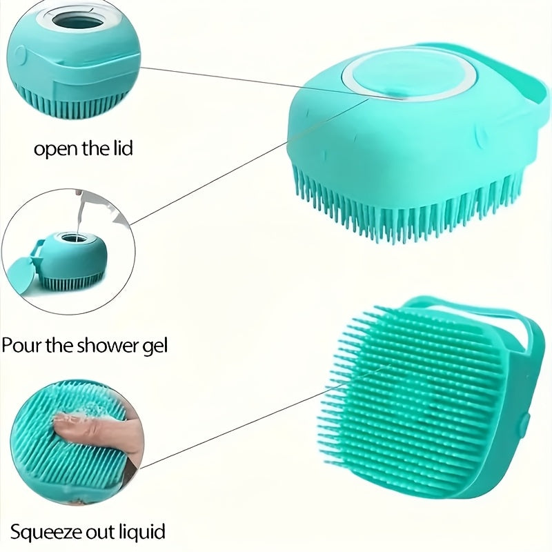 Soft Silicone Pet Bath Brush with Built-in Shampoo Dispenser