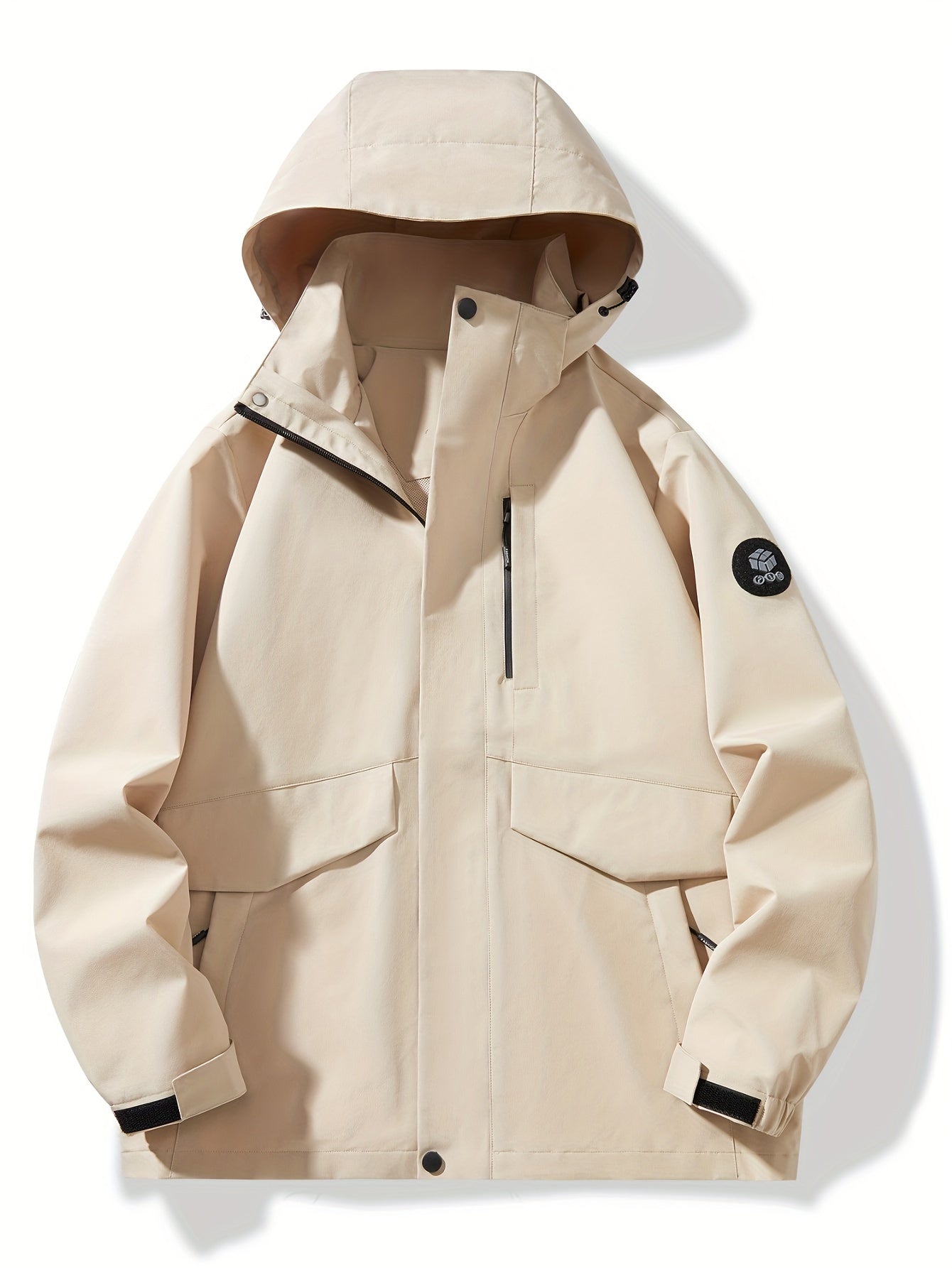 Women's Plus Size Windproof Hooded Jacket with Multiple Pockets Zippered Compartments and Adjustable Hood Machine Washable for Hiking Camping and Spring Fall Adventures