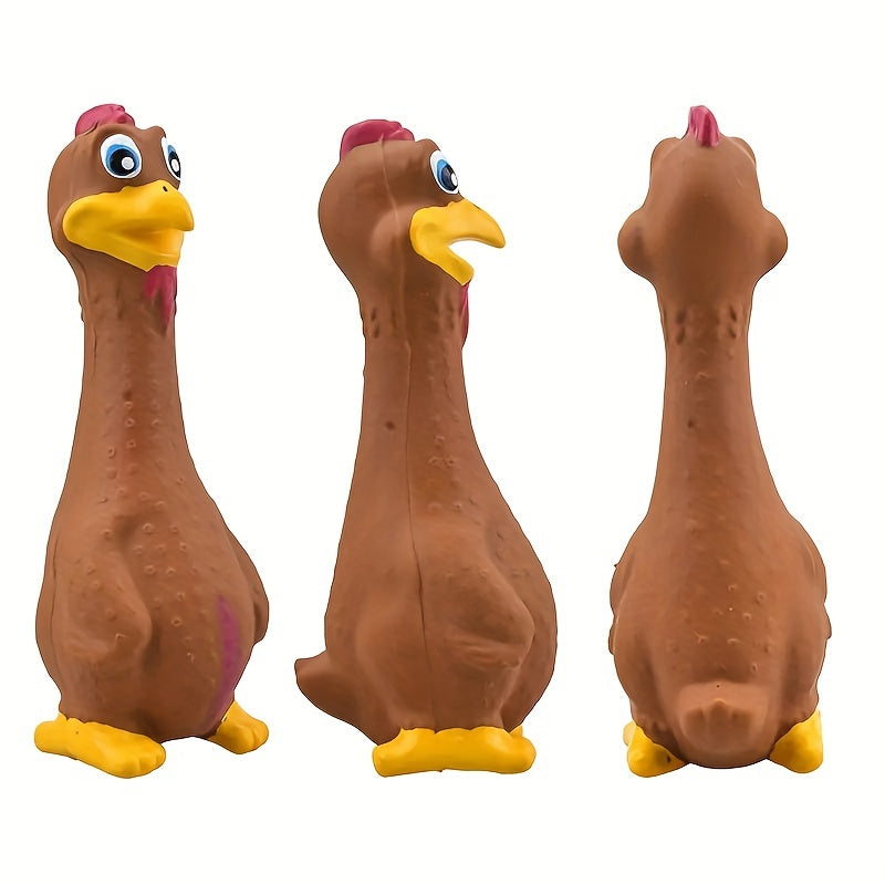 3Pcs Squeaky Chicken Dog Toys Durable Rubber Duck Chew Toys With Screaming Sound Bite Resistant Teeth Grinding Interactive Pet Play For All Breeds