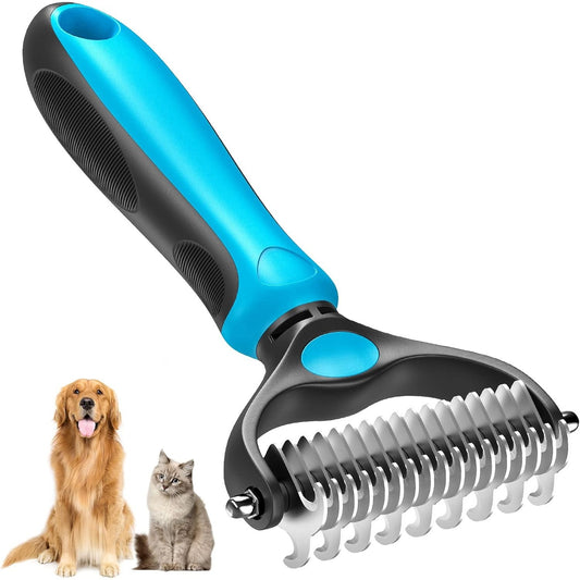 Ergonomic Double-Sided Undercoat Rake for Dogs and Cats