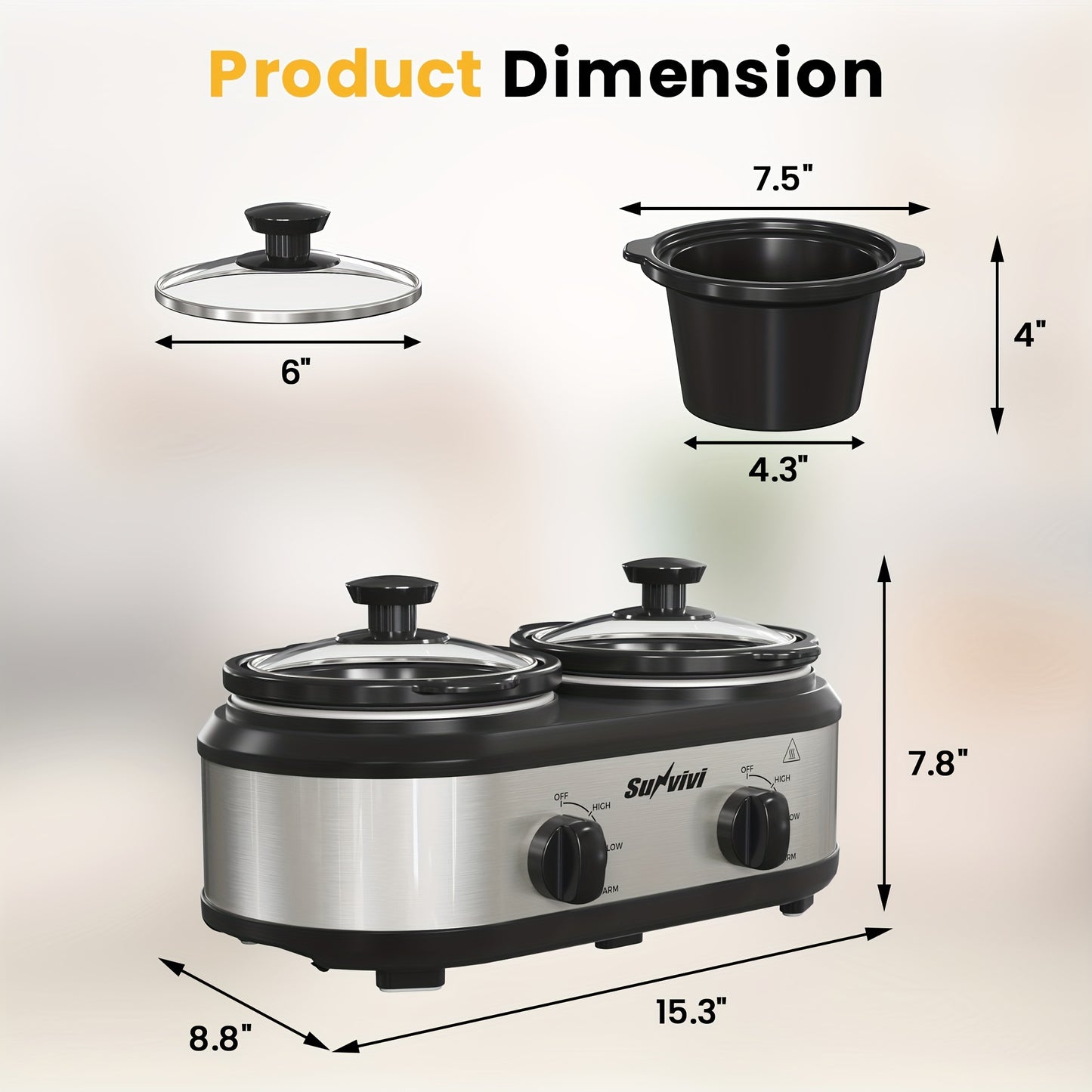 Dual Pot Oval Manual Slow Cooker With Adjustable Temp