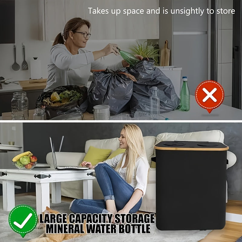 Extra Large 36.98 Gallon Kitchen Recycling Bin with 2 Reusable Bags