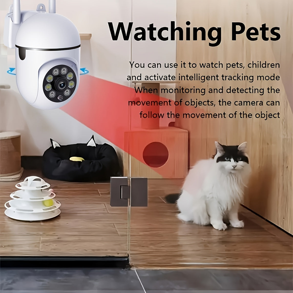 4 Pieces 1080P Security Camera With Full Color Night Vision Wireless 2.4G WiFi HD Video Indoor Outdoor Camera 2 Way Audio Smart Home Camera With Pan Tilt Zoom And Motion Tracking Ideal For Elders And Pets USB Powered