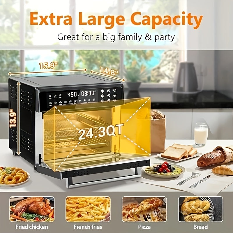 24QT Air Fryer Oven by Cusimax, 10-in-1 Function Selection with One Click, Equipped with Rotisserie Setting, Free Control of Time and Temperature