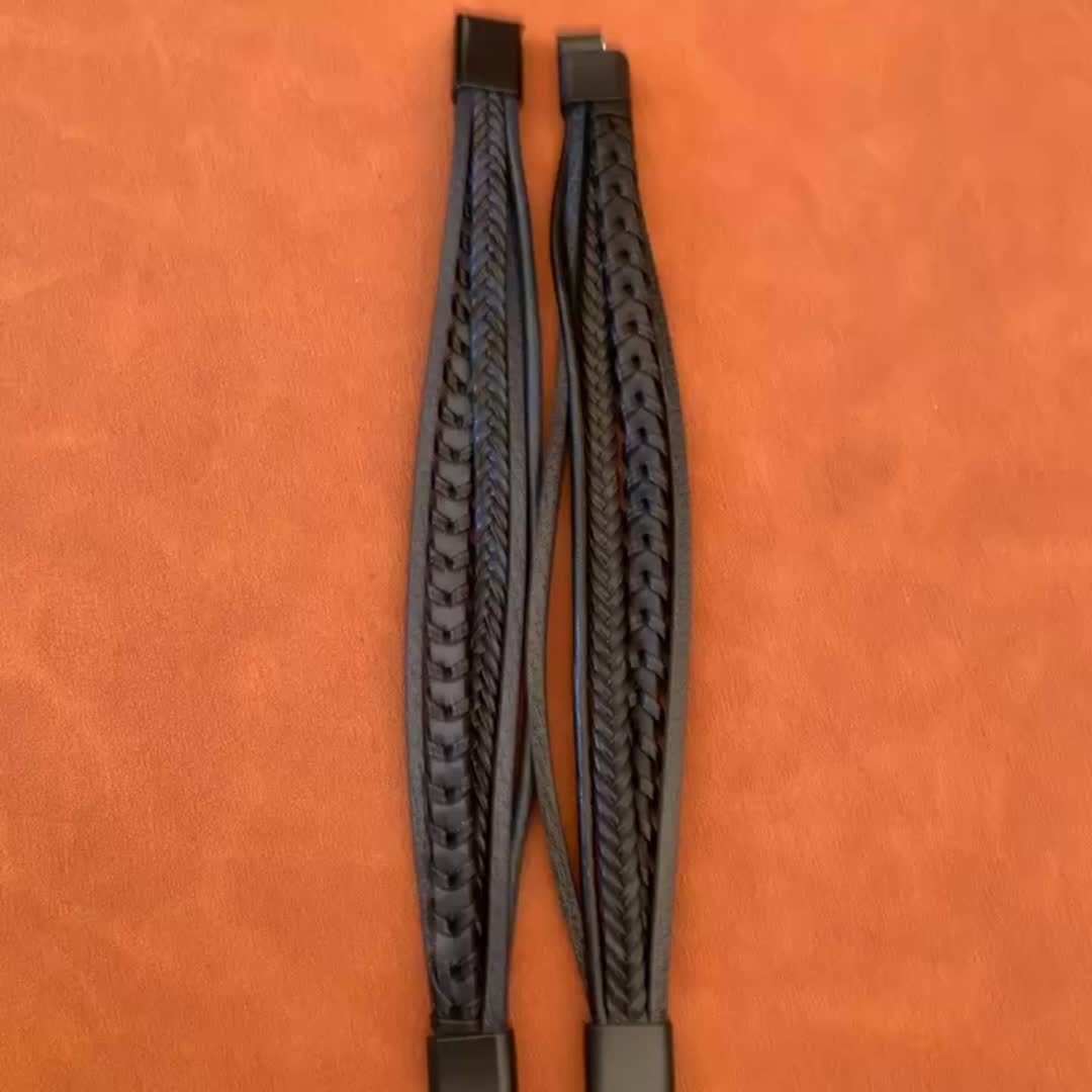 Classic Steel Double-layer Men's Leather Woven Rope Bracelet