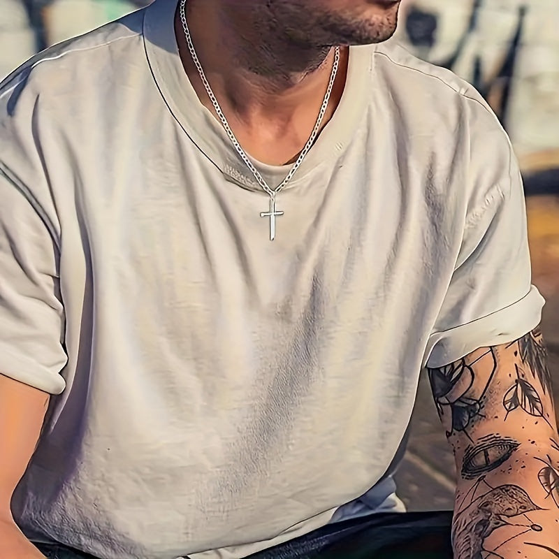 925 Sterling Silver Cross Necklace - Figaro Chain, Suitable for Men & Women, Ideal for Anniversaries, Birthdays, Holidays - Includes Gift Box