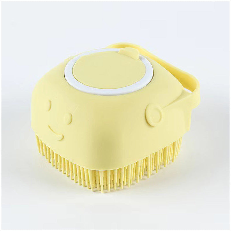 Dog Bath Brush with Shampoo Storage Cat Scrubber Soft Silicone Bristle Soap Dispenser for Long and Short Haired Dogs and Cats Shower