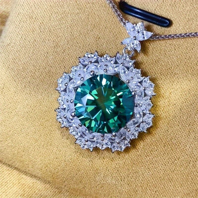 1pc S925 Silver With 18K Gold Plated Inlaid 5cts-10cts Moissanite Necklace